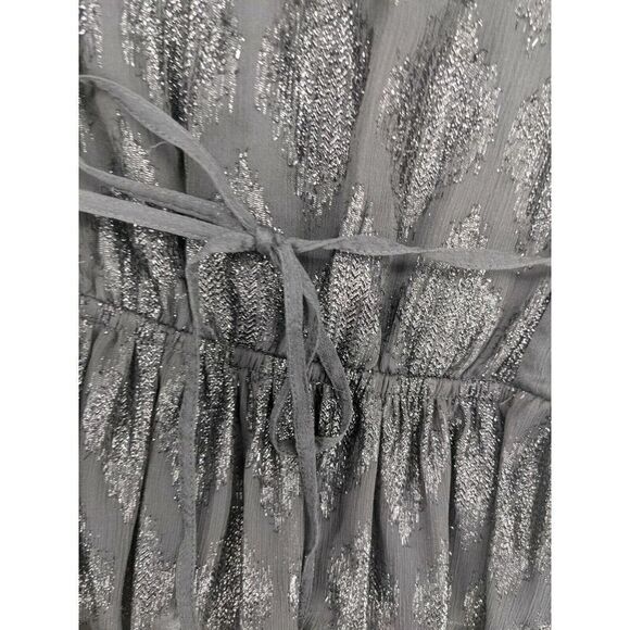 A Pea in the Pod Black Sparkle Shimmer Shirt Top Blouse Sz Medium Tie - Picture 7 of 10